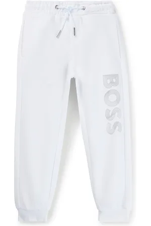 HUGO BOSS Pantalones de chándal para niños con puños en los bajos y logo estampado
