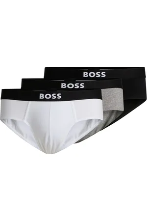 HUGO BOSS Paquete de tres calzoncillos slip de algodón elástico con logo en la cintura