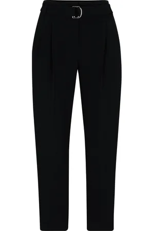 HUGO BOSS Pantalones regular fit de crepé japonés con cinturón