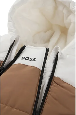 HUGO BOSS Mono de nieve para bebé con forro de imitación de piel y detalles de logos