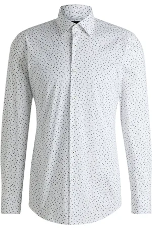 HUGO BOSS Camisa slim fit de popelín de algodón elástico con estampado floral