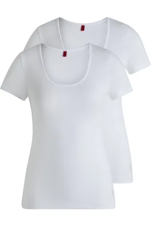 HUGO BOSS Paquete de dos camisetas interiores de algodón elástico con logos