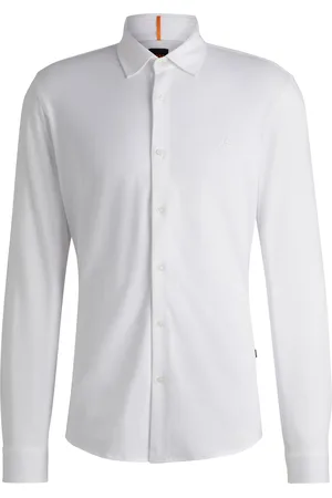 HUGO BOSS Camisa slim fit en piqué de algodón jaspeado