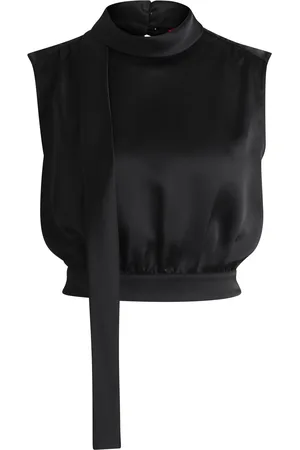 HUGO BOSS Top de raso sin mangas con detalle en el cuello