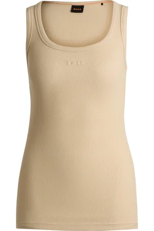 HUGO BOSS Camiseta sin mangas slim fit de algodón elástico con estructura de canalé