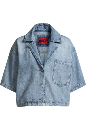 HUGO BOSS Blusa relaxed fit en denim rígido jaspeado