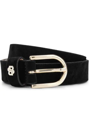 HUGO BOSS Cinturón de ante con monograma Double B