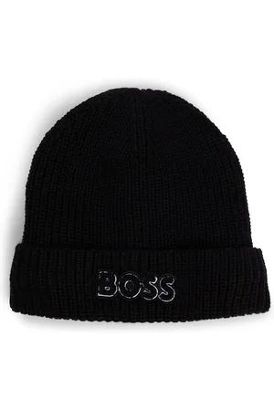 HUGO BOSS Gorro de punto para niños con logo y forro de imitación de piel