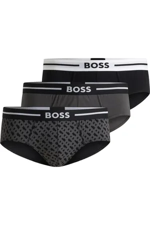 HUGO BOSS Paquete de tres calzoncillos slip en algodón elástico con logos