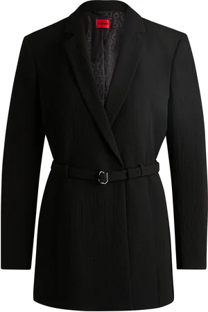 HUGO BOSS Blazer regular fit de sirsaca con cinturón con hebilla