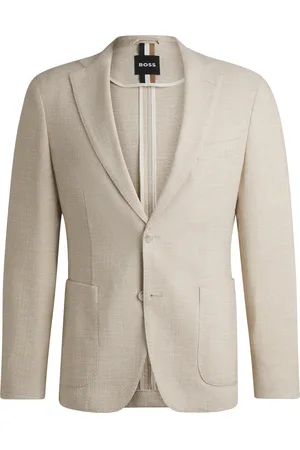 HUGO BOSS Blazer regular fit de tweed elástico con microestampado