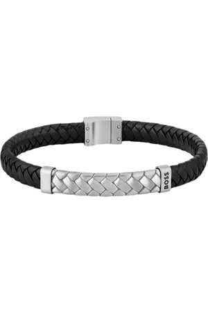 HUGO BOSS Brazalete de piel trenzada con herraje de espiga