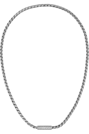 HUGO BOSS Collar plateado con cadena trenzada