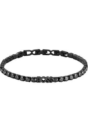 HUGO BOSS Pulsera de tenis con cadena y cristales negros