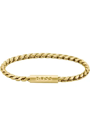 HUGO BOSS Brazalete dorado con cadena trenzada