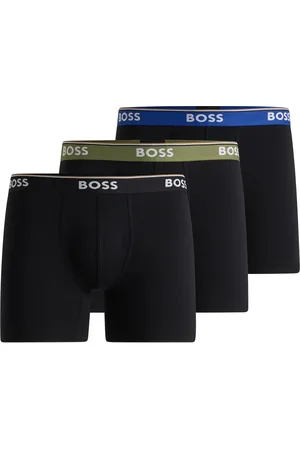 HUGO BOSS Paquete de tres calzoncillos bóxer en algodón elástico con logos