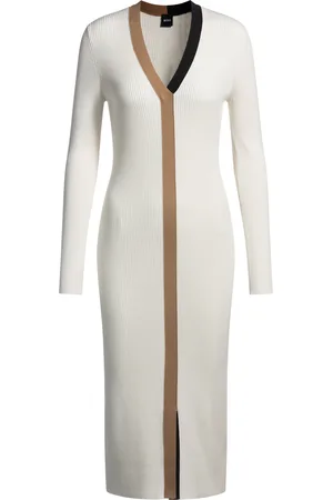 HUGO BOSS Vestido de punto con detalles en contraste