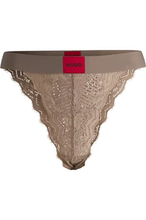 HUGO BOSS Braguitas de encaje elástico con logo en la cintura
