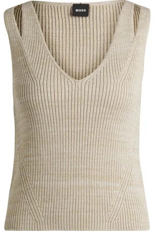 HUGO BOSS Top de punto sin mangas con escote en pico
