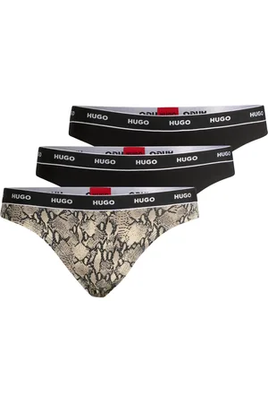 HUGO BOSS Paquete de tres tangas en algodón elástico con logos en la cintura