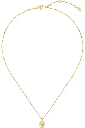 HUGO BOSS Collar dorado con colgante de monograma Double B