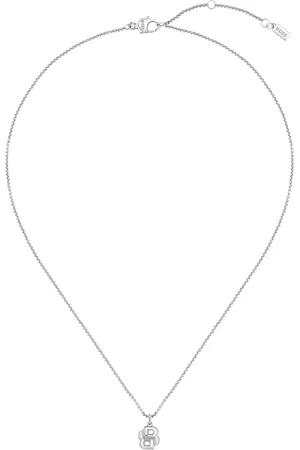 HUGO BOSS Collar plateado con colgante de monograma Double B
