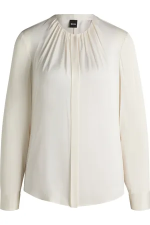 HUGO BOSS Blusa sin cuello regular fit en seda con elástico