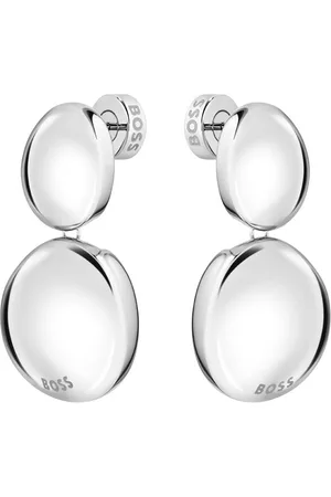 HUGO BOSS Pendientes plateados con detalles de estilo guijarro