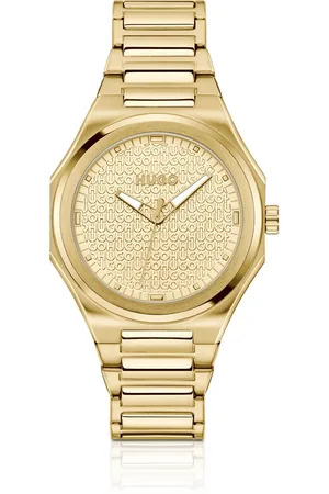 HUGO BOSS Reloj dorado con esfera con logos en relieve