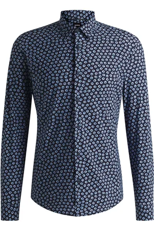 HUGO BOSS Camisa slim fit de punto técnico elástico con estampado floral