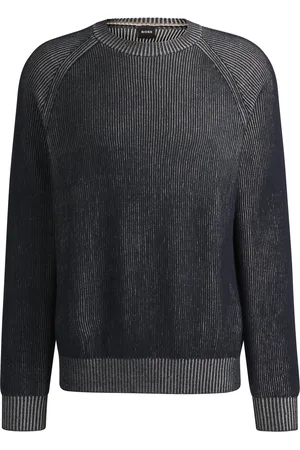 HUGO BOSS Jersey de lino y algodón en punto rayado