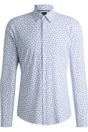 HUGO BOSS Camisa slim fit de punto técnico elástico con estampado floral