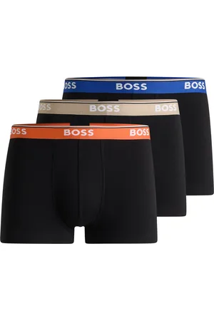 HUGO BOSS Paquete de tres calzoncillos de algodón elástico con logos en la cintura