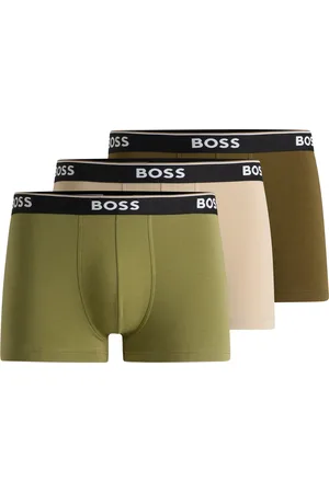 HUGO BOSS Paquete de tres calzoncillos de algodón elástico con logos en la cintura