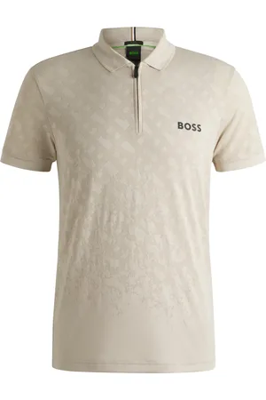 HUGO BOSS Polo activo de secado rápido con monograma degradado en jacquard