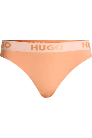 HUGO BOSS Tanga de algodón elástico con logo en la cintura