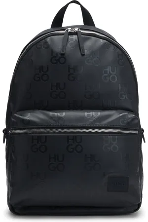HUGO BOSS Mochila de piel sintética con estampado de logo apilado
