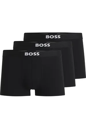 HUGO BOSS Paquete de tres calzoncillos de algodón elástico con logo en la cintura
