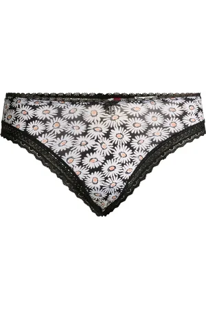 HUGO BOSS Tanga con estampado de margaritas y ribetes de encaje