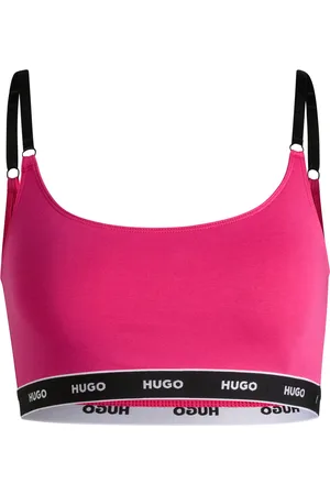 HUGO BOSS Paquete de dos bralettes de algodón elástico con cinta de logo