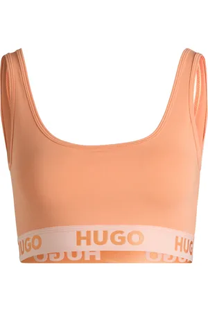 HUGO BOSS Bralette de algodón elástico con logos en la cinta
