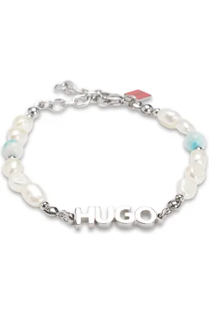 HUGO BOSS Brazalete con logo, perlas y piedras de colores