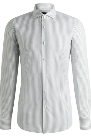 HUGO BOSS Camisa slim fit a rayas de algodón elástico de planchado fácil