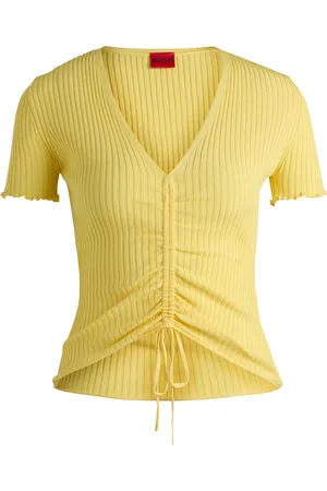 HUGO BOSS Top con escote en pico y parte delantera fruncida