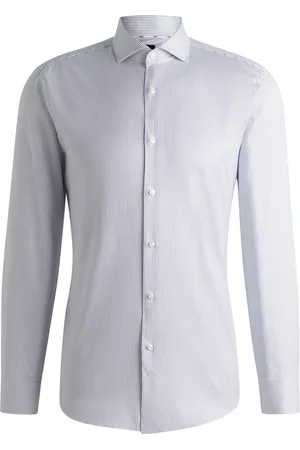 HUGO BOSS Camisa slim fit en algodón a rayas de planchado fácil