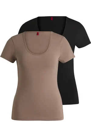 HUGO BOSS Paquete de dos camisetas interiores de algodón elástico con logos