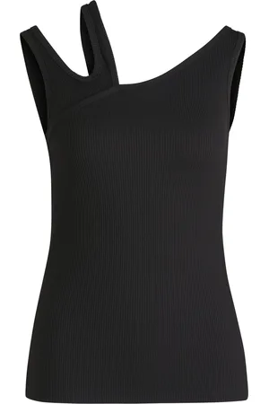HUGO BOSS Top de canalé sin mangas con detalle recortado