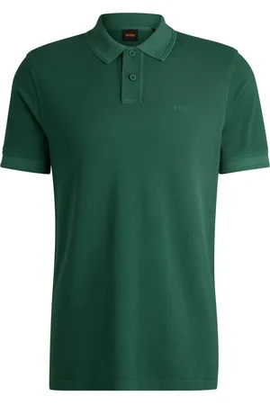HUGO BOSS Polo de piqué de algodón con logo estampado