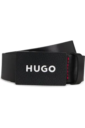 HUGO BOSS Cinturón de piel mate con hebilla con placa y detalle de la marca