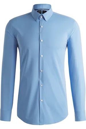 HUGO BOSS Camisa slim fit de tejido elástico técnico a rayas